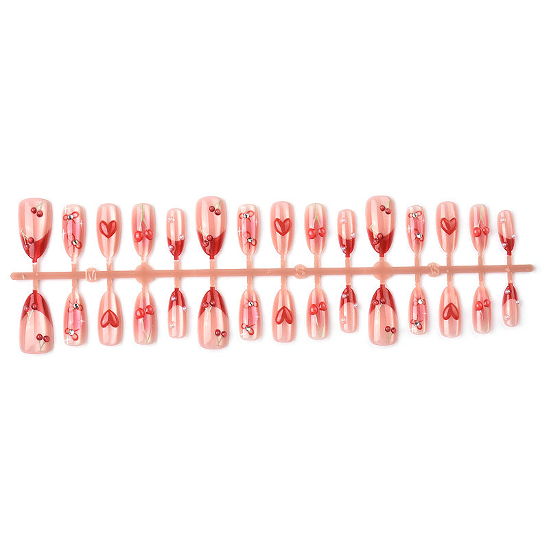 Decorative Heart and Floral Press-On Nail Art Set