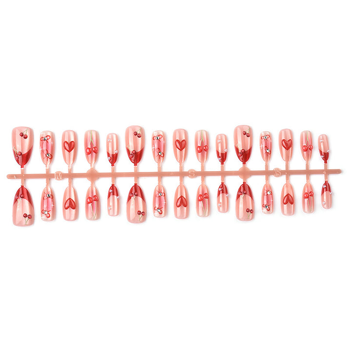 Decorative Heart and Floral Press-On Nail Art Set