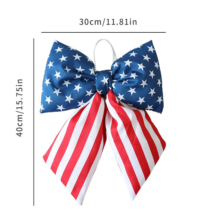 Women with large bow hair clip featuring patriotic star stripe motif Kalsten