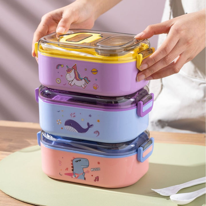 Cartoon-Themed Multi-Compartment Lunch Box