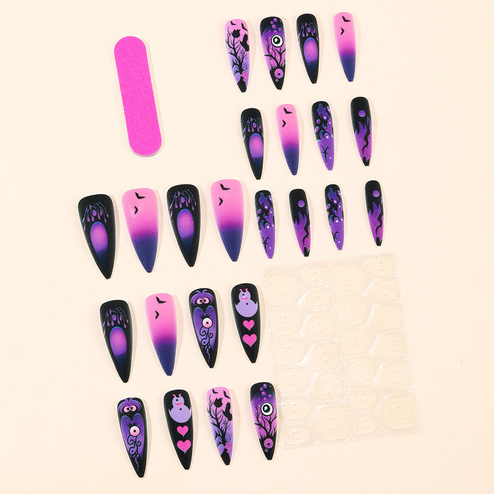 Gothic Halloween-Inspired Stiletto Nail Art Extensions Kalsten