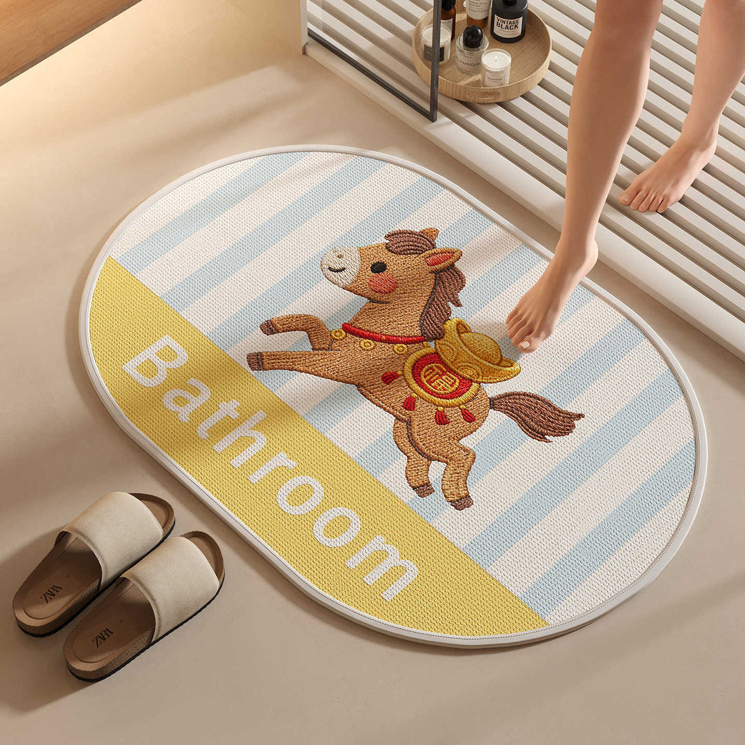Embroidered Dog-Themed Bath Mat