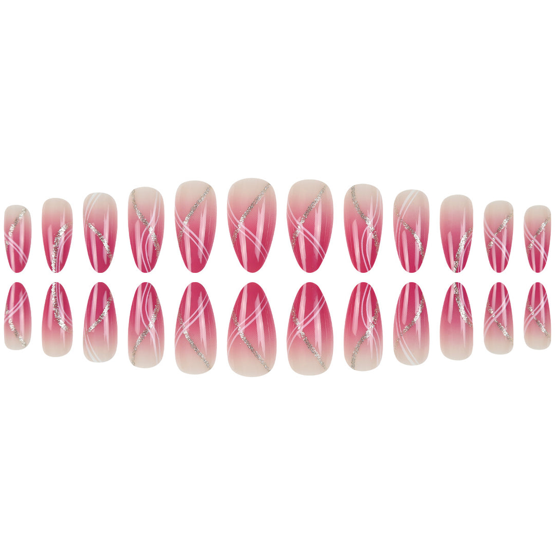 Elegant Stiletto Press-On Nail Art Set with Glitter Accents Kalsten