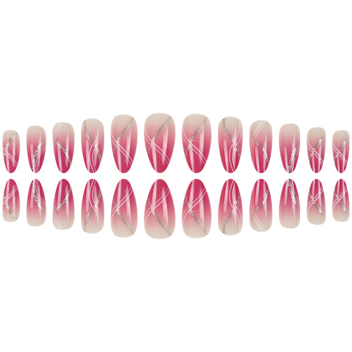 Elegant Stiletto Press-On Nail Art Set with Glitter Accents Kalsten