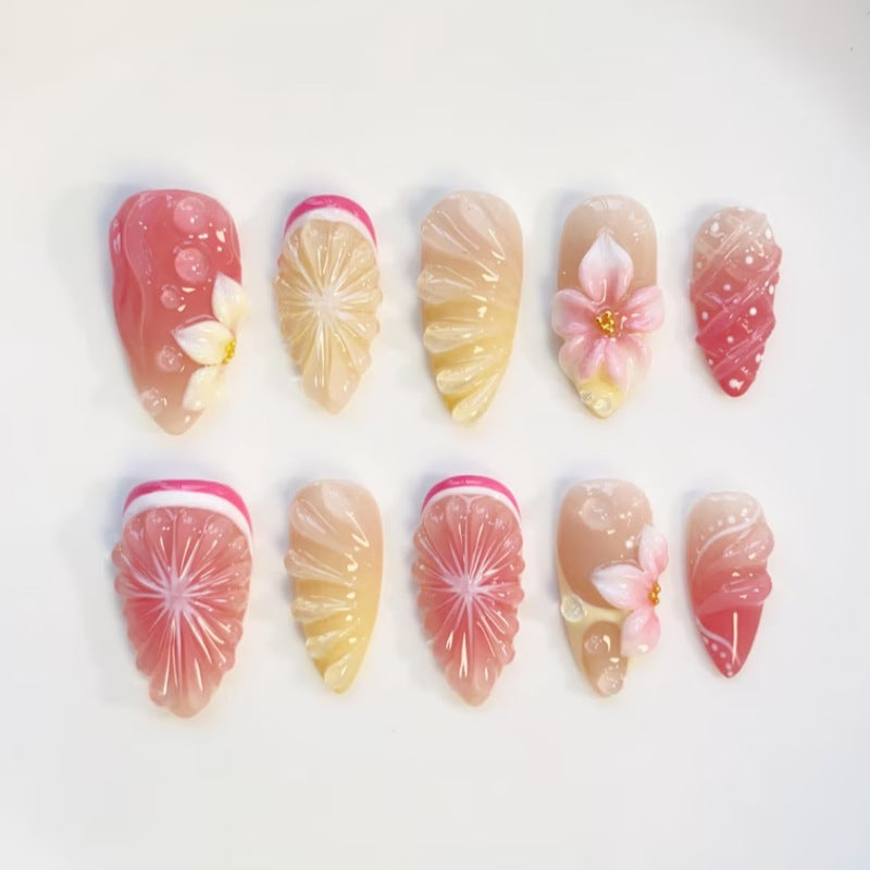 Nature-Themed Artistic Press-On Nail Set Kalsten