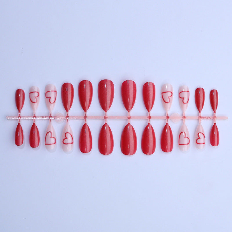 Artistic Heart-Embellished Press-On Nail Set