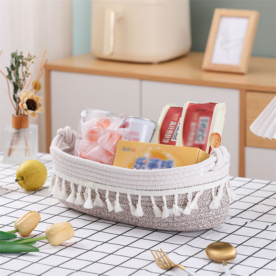 Women Versatile Storage Basket with Tassel Decoration Kalsten