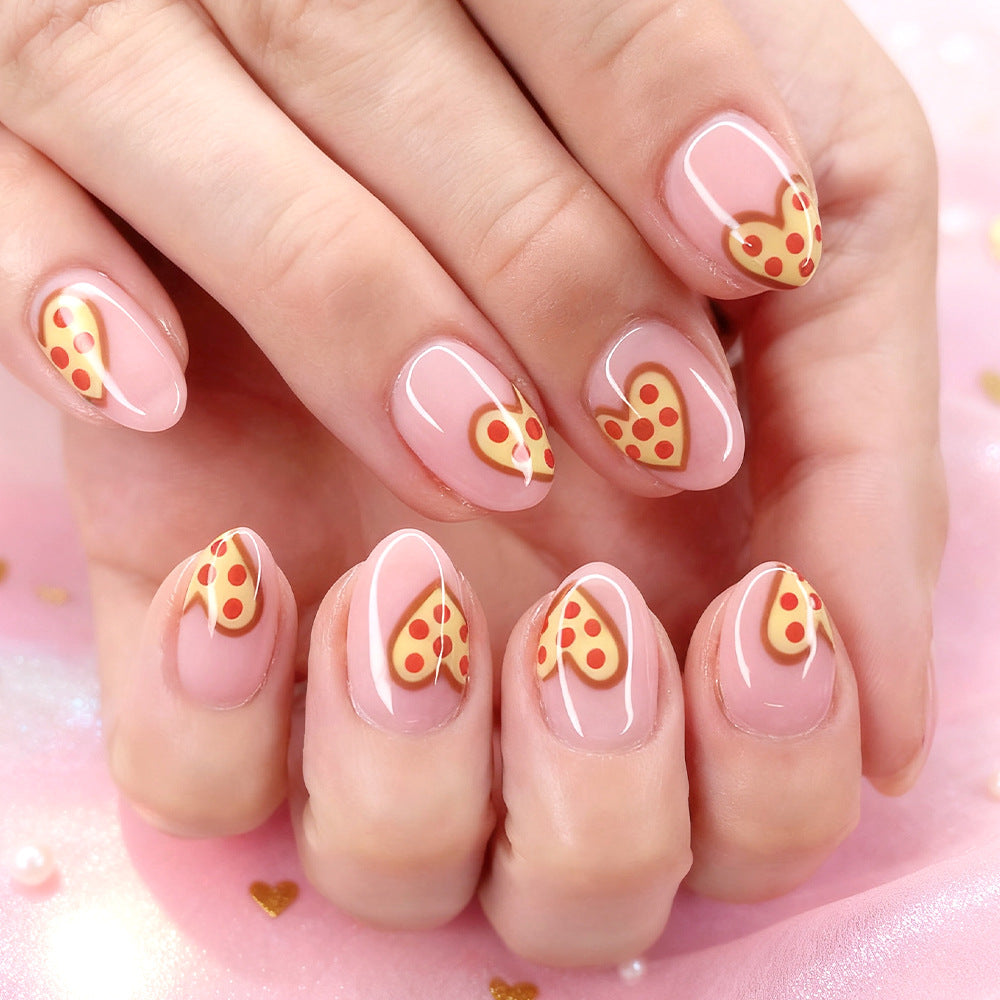 Whimsical Pizza Heart Press-On Nail Art Kalsten