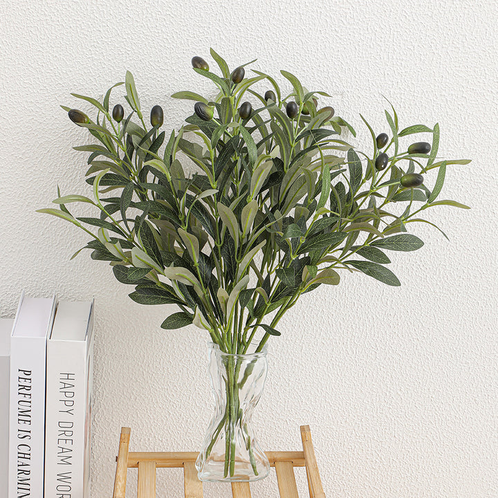 Artificial olive tree branch with detailed leaves and fruits