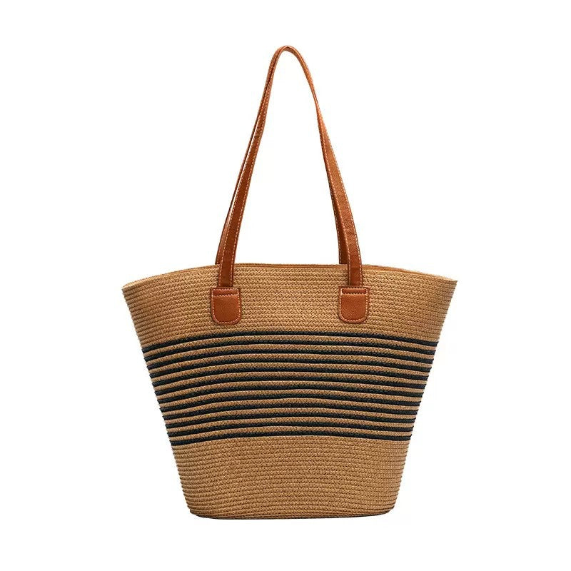 Straw shopping bag with structured accents Kalsten