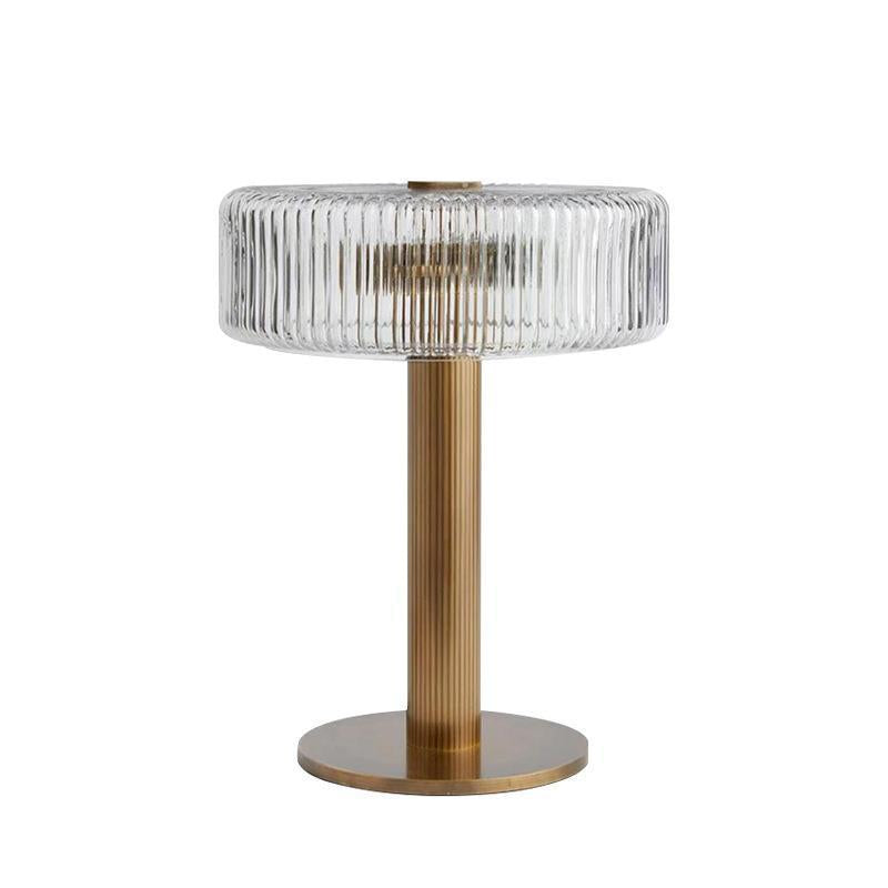 Elegant Ribbed Glass and Gold Table Lamp