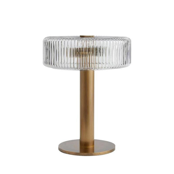 Elegant Ribbed Glass and Gold Table Lamp