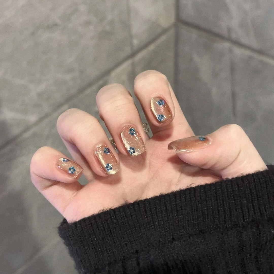 Glittering artificial nails with floral design Kalsten