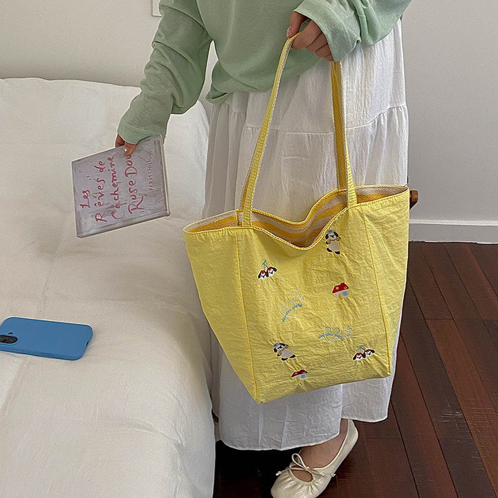 Artistic Dog Embroidered Tote Bag