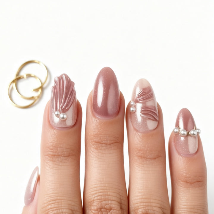 Elegant Detailed Press-On Nail Set with Stylish Accents Kalsten