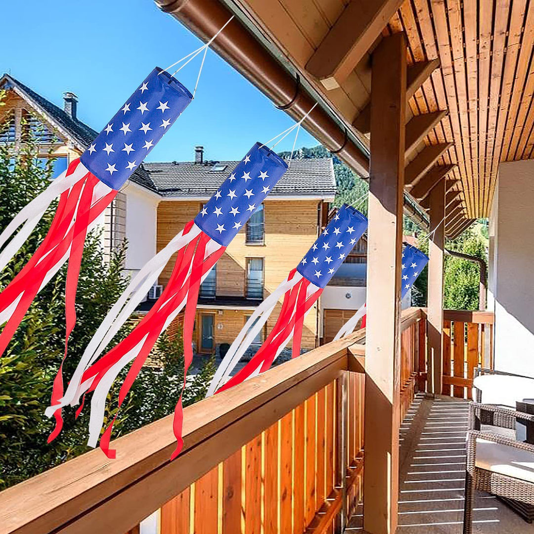 Unisex nan patriotic outdoor American flag windsock and streamer patio decor set Kalsten