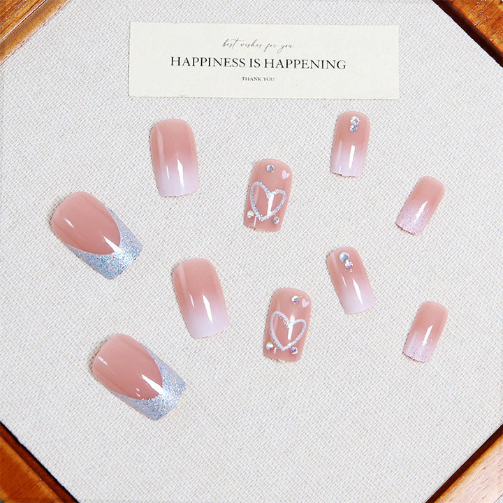 Artificial nail set with sparkling heart and glitter motifs Kalsten