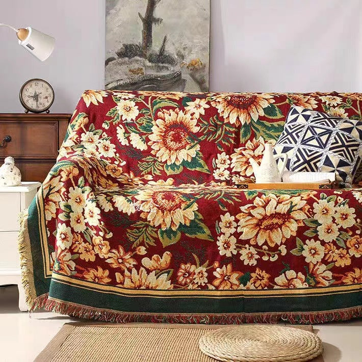 Floral Patterned Woven Throw Blanket