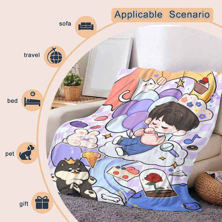 Cartoon Print Fleece Blanket  1788504996
