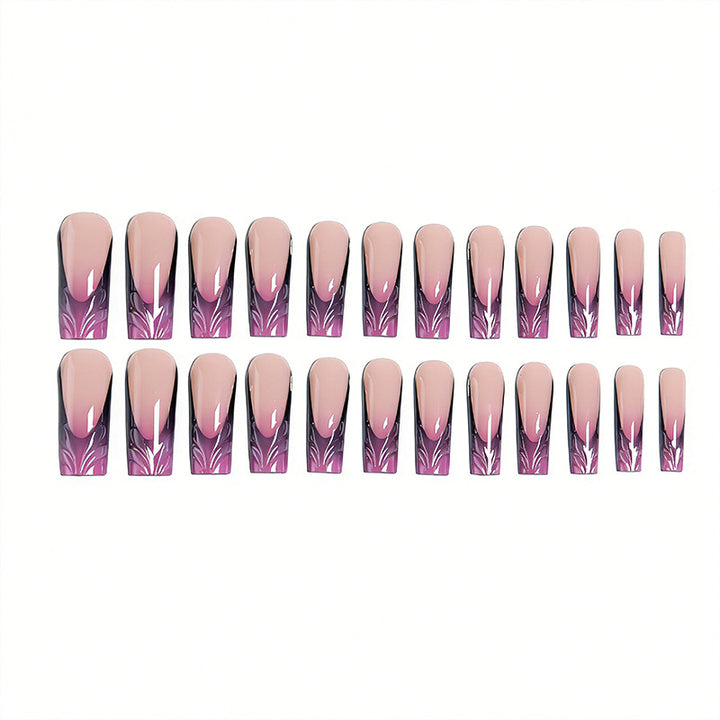 Artificial nail set with elegant 3D leaf design Kalsten