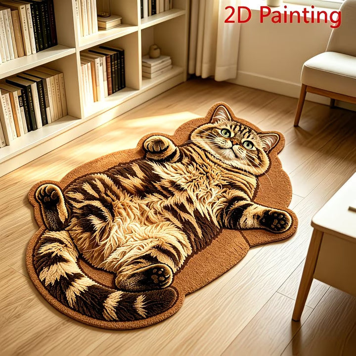 Cute Cat-Shaped Plush Rug