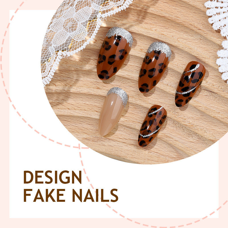 Creative nail art set with glitter and leopard pattern Kalsten