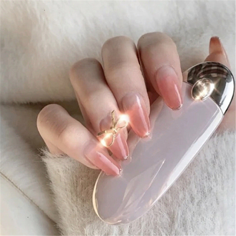 Elegant Press-On Nail Set with Decorative Bow