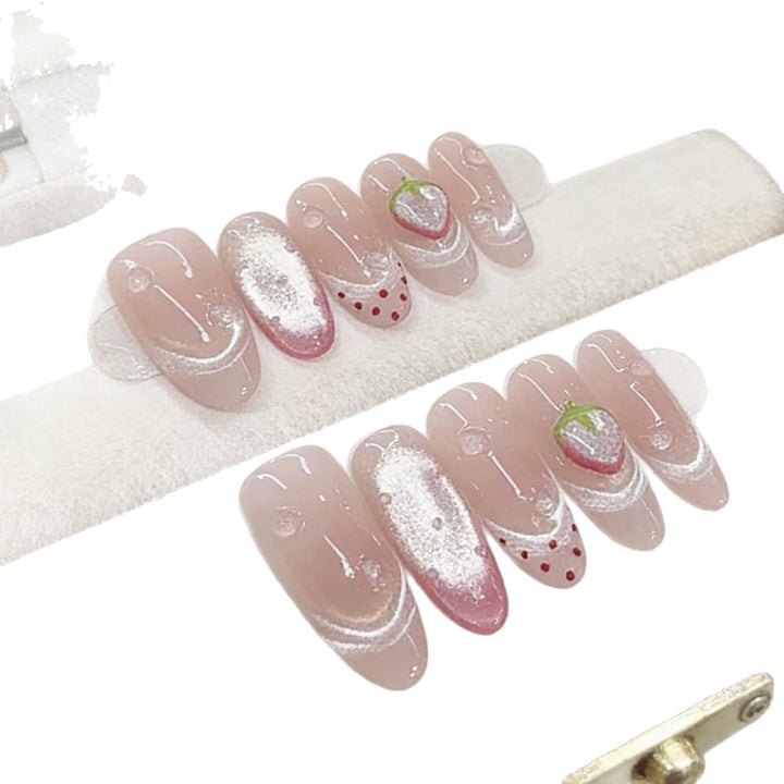 Artistic Strawberry-Themed Press-On Nail Set Kalsten