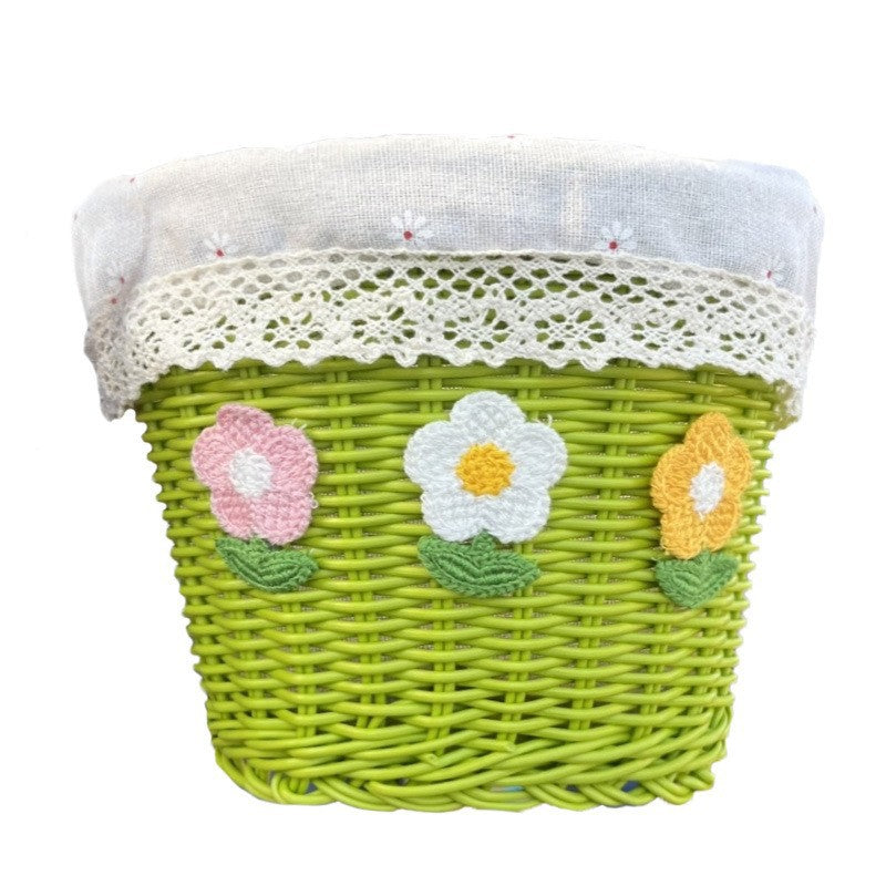 Floral Embroidered Woven Storage Basket Kalsten