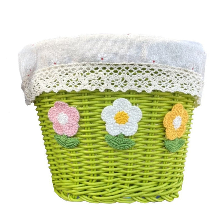 Floral Embroidered Woven Storage Basket Kalsten