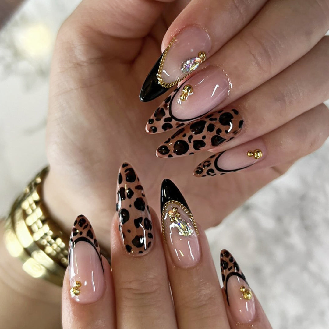 Artistic Leopard Print Stiletto Nail Art Extensions Kalsten