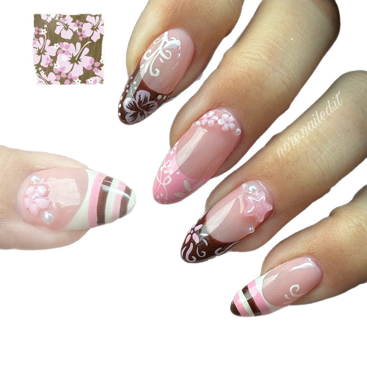 Artificial Fingernails In Elegant Floral Design Kalsten