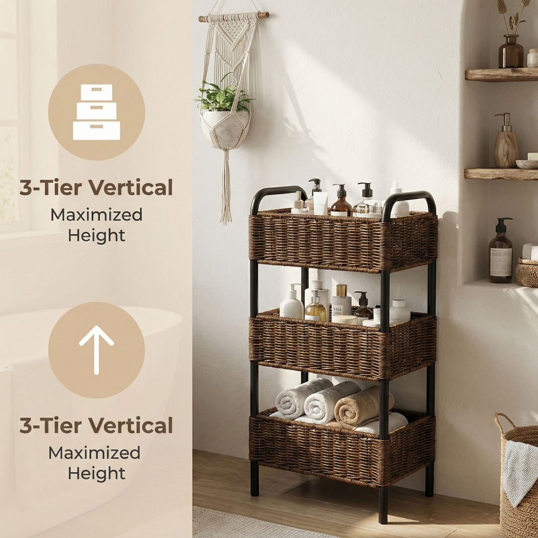 Multi-Tier Woven Bathroom Organizer Basket Kalsten