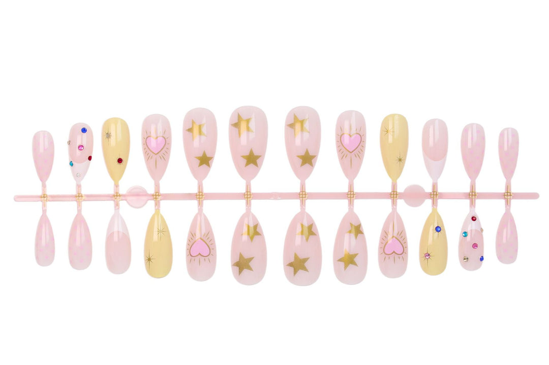 Acrylic nail set with stylish heart and star designs Kalsten