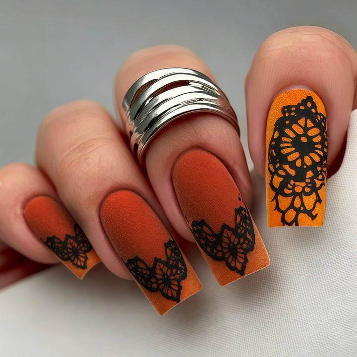 Artificial nails in elegant lace design with matte finish Kalsten