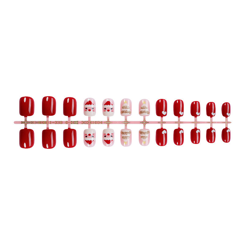 Holiday-Themed Press-On Nail Set with Fun Santa and Heart Designs Kalsten