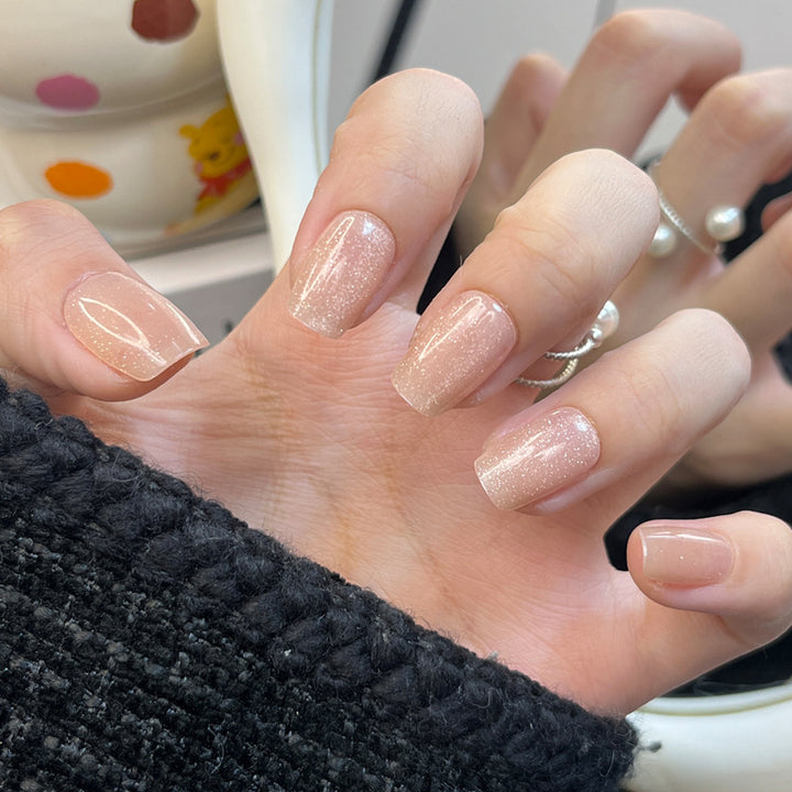 Glamorous Press-On Nail Set with Rhinestone and Glossy Finish Kalsten