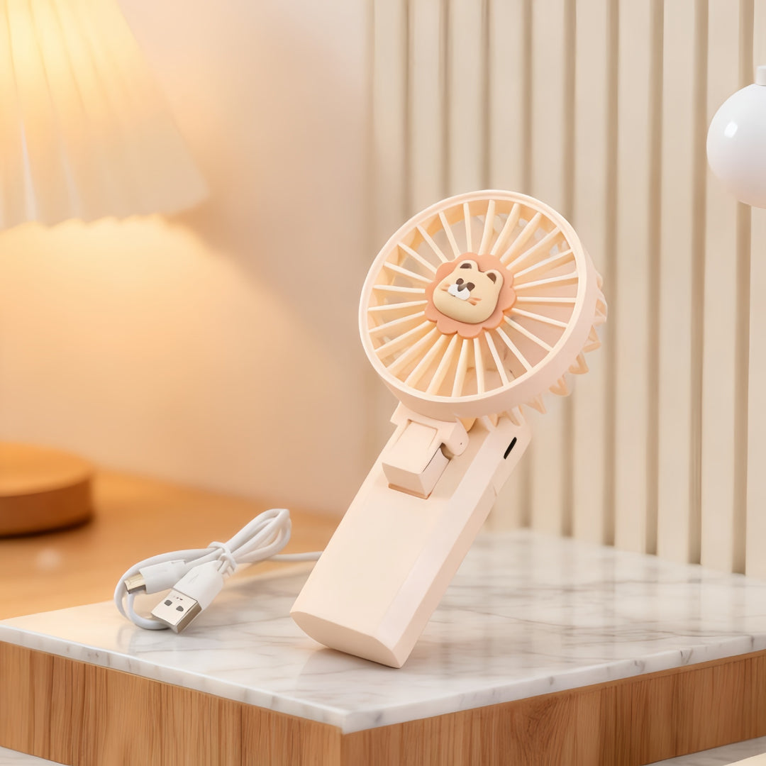 Women's Portable Hand Fan with Cute Lion Patterns Kalsten
