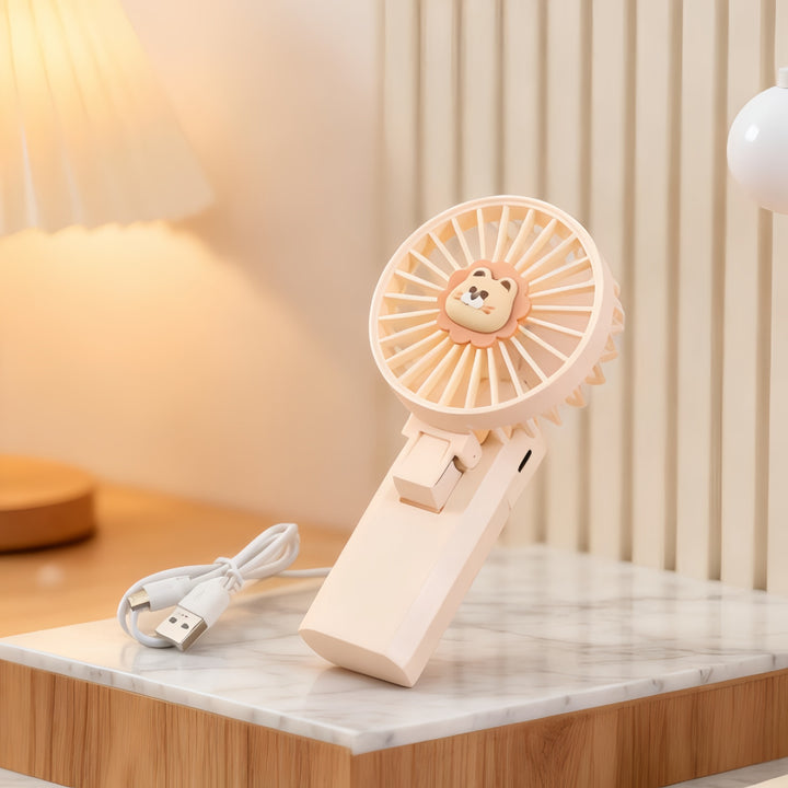 Women's Portable Hand Fan with Cute Lion Patterns Kalsten
