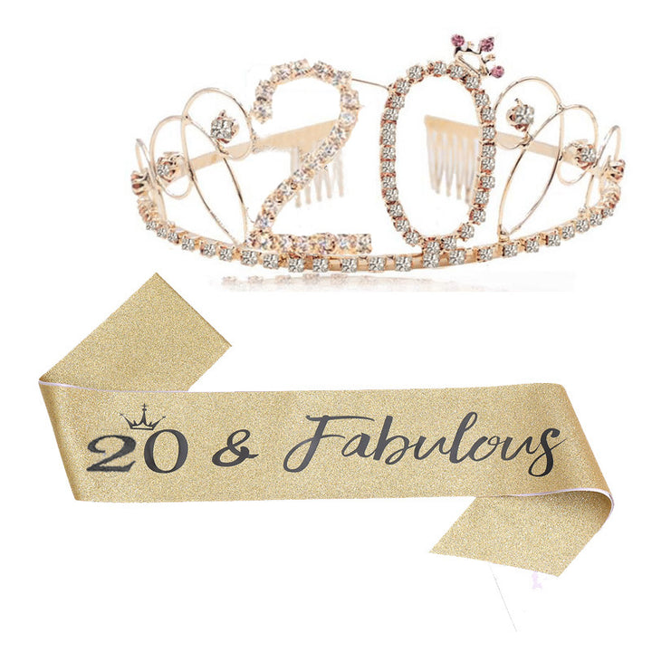 Ladies Glittering Tiara with Festive "50 & Fabulous" Design Kalsten