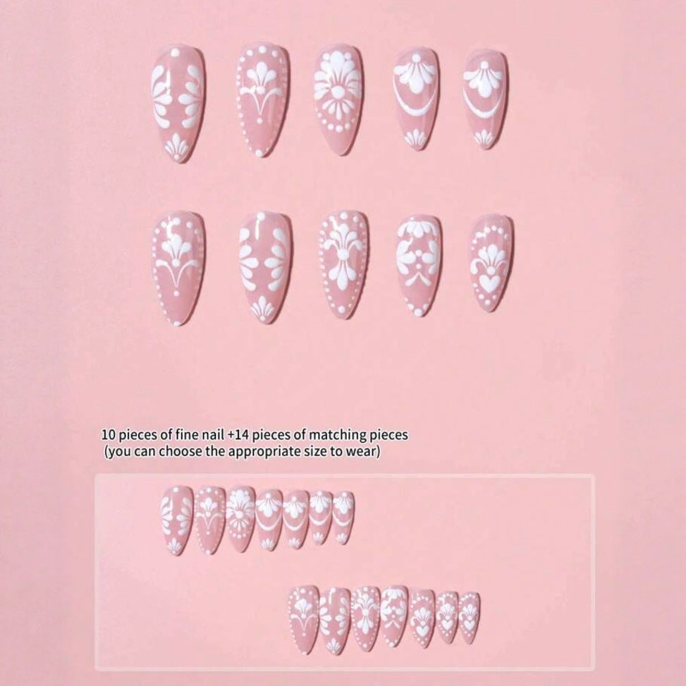 Nail art set with delicate flowers and elegant contours Kalsten