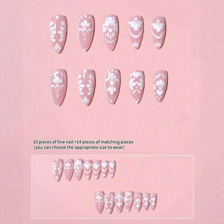 Nail art set with delicate flowers and elegant contours Kalsten