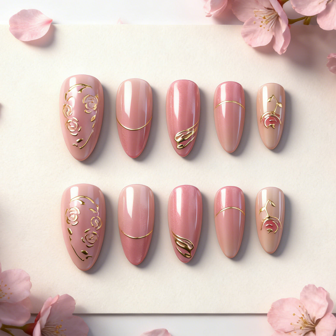 Artistic Floral-Inspired Press-On Nail Art Set Kalsten