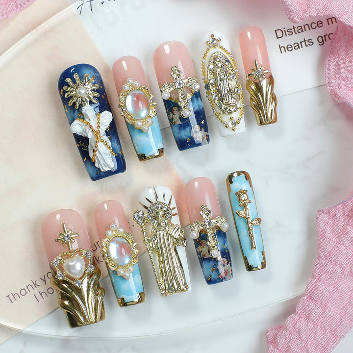 Elegant artificial nails with glamorous embellishments Kalsten