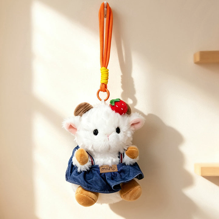 Plush Ram Doll Bag Charm Hanging Keychain with Dress and Loop Strap Kalsten
