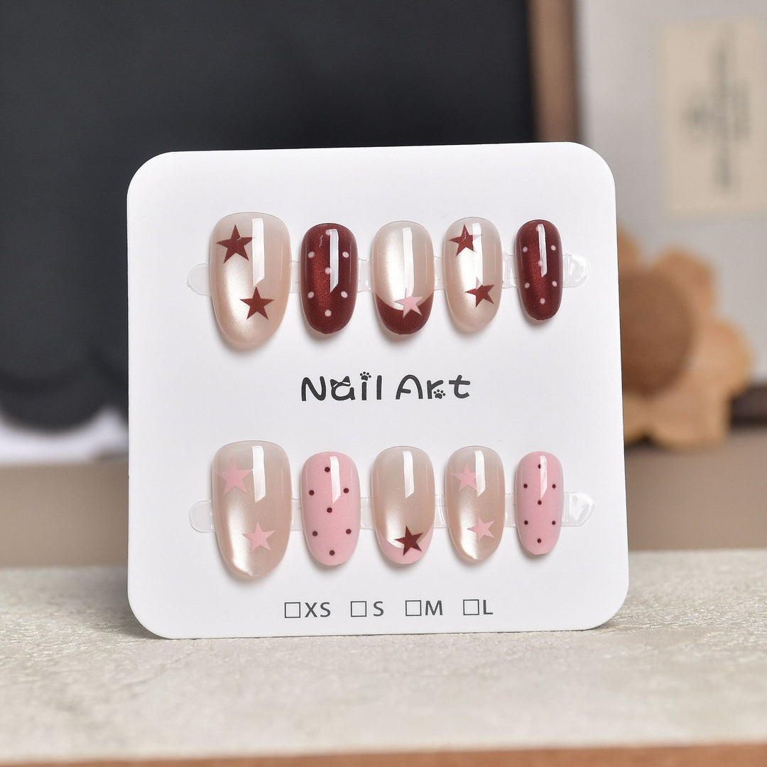Artistic Star-Embellished Press-On Nail Set Kalsten