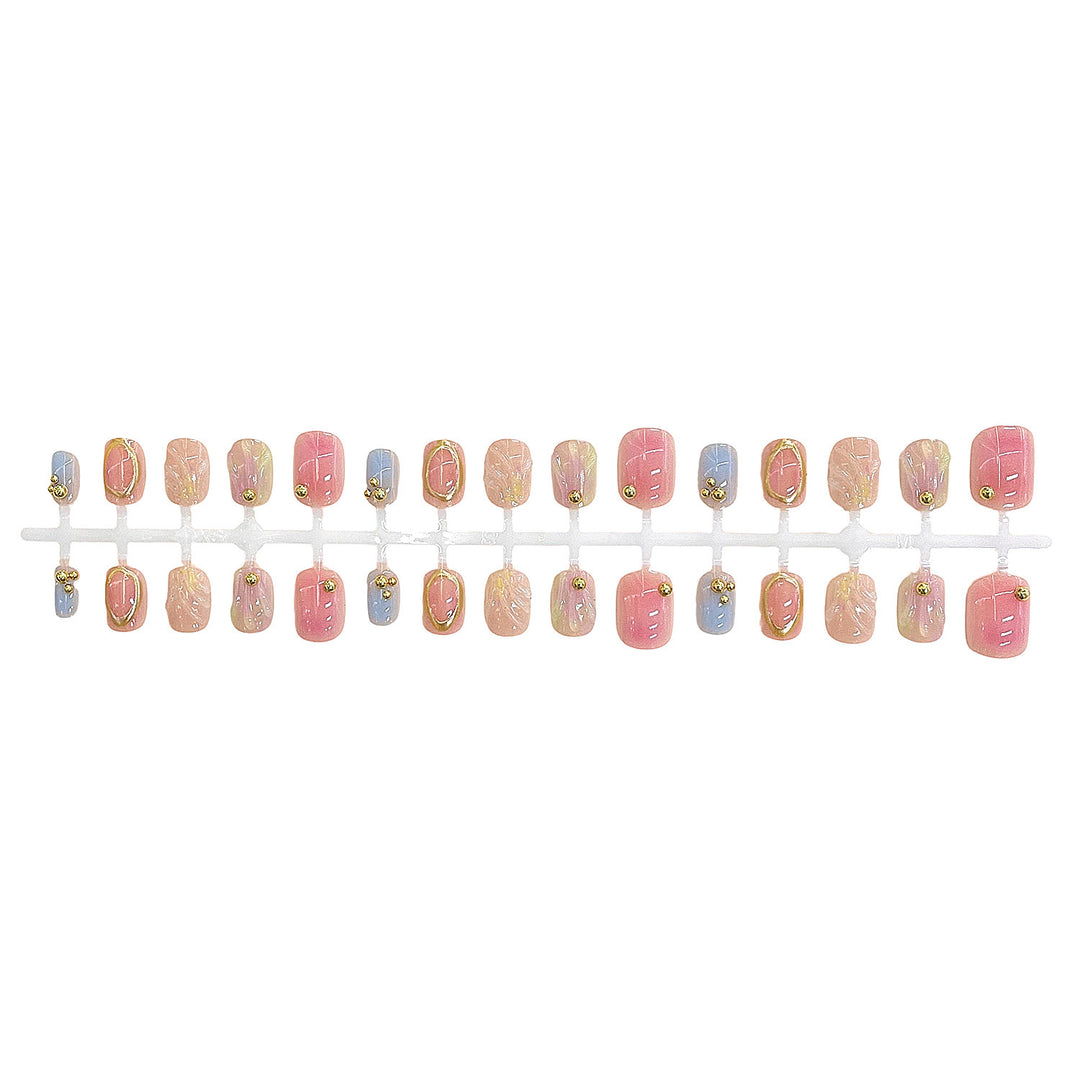 Decorative Press-On Nail Set with Gold Accents Kalsten