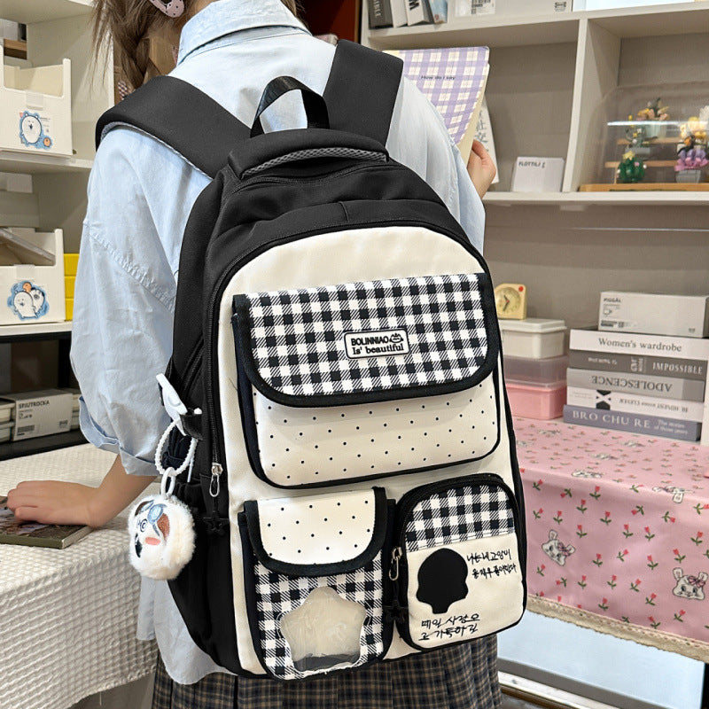 Stylish Checkerboard Patterned Backpack