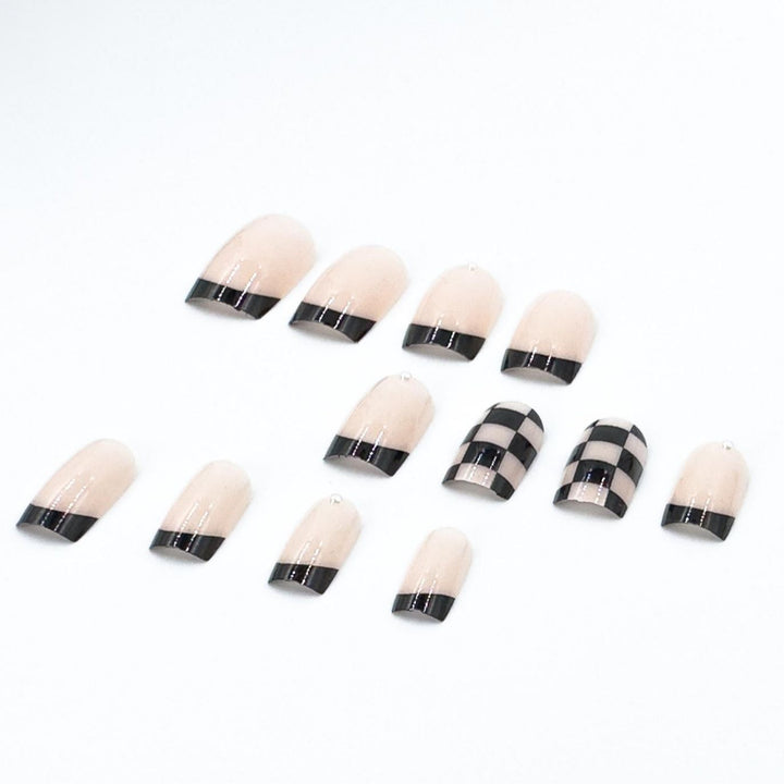 Trendy Checkerboard French Tip Nail Art Set