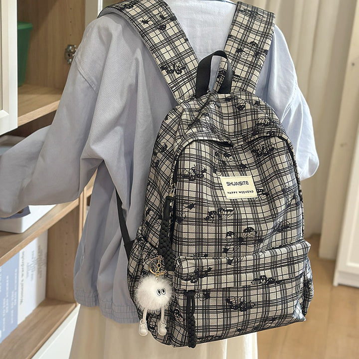 Trendy Checked Backpack Kalsten